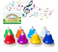 Desk Bells 8 Notes, Music Hand Bells Musical Percussion Instrument, Diatonic Musical Table Bells for Teaching Church Chorus, Preschool Musical Learning, Colorful Diatonic Handbells for Family Party