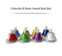 Desk Bells 8 Notes Musical Hand Bells Rainbow Percussion Instrument With Smooth Edges For Music Lovers Kids Teachers Metal ABS Colorful Flower Bell