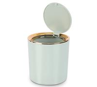 Desk Bin with Lid, Mini Table Trash Can,15 * 14.5cm Portable Small Dustbin for Bathroom Living Room Kitchen Car Dressing Table (Light green)