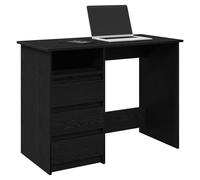 Desk Black 102x50x75cm Engineered Wood Compact Writing Table with Storage Shelf