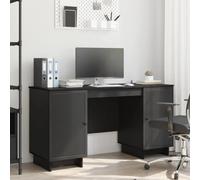 Desk Black 142.5x50x75 cm Engineered Wood Modern Study Table with Shelves Ideal