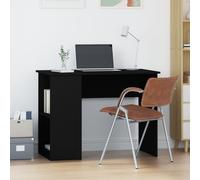 Desk Black Engineered Wood 100x55x75 cm Modern Computer Table Slim with Shelves
