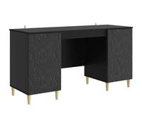 Desk Black Engineered Wood 142.5 x 50 x 75 cm Modern Minimalist Office Table Pro