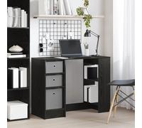 Desk Black Oak 100x40x75cm Engineered Wood 3 Drawers 3 Shelves Modern Minimalist