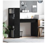 Desk Black Oak 113x54x120cm Engineered Wood Modern Study Desk with 2 Shelves Top