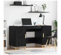 Desk Black Oak 140x50x75cm Engineered Wood Modern Desk with Shelf and Storage