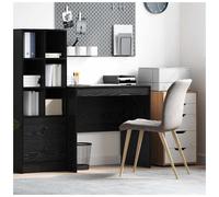 Desk Black Oak 80x50cm Compact Engineered Wood Writing Table Sturdy Home Office