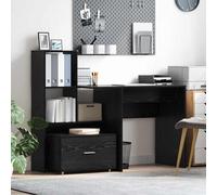 vidaXL Desk with Shelf Black Oak 131.5 x 50 x 106.5 cm Engineered Wood