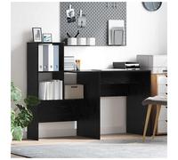Desk Black Oak Engineered Wood 131.5x50x106.5cm with Shelf Matte Finish Compact