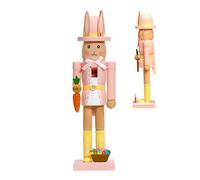 Desk Bunny Nutcracker Statue - 12 Inch Easter Bunny Nutcracker Decor | Easter Wood Nut Cracker | Friends Family Collectible Figurine | Spring Scene Props | Home Decoration