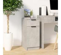 Desk Cabinet Concrete Grey 33.5x50x75cm Engineered Wood 1 Drawer Slim for Office