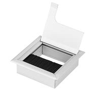 Desk Cable Grommets, Square Grommet Aluminum Cable Hole 80 × 80 mm, Table Rectangle Wire Hole Cover Outlet Port with Black Brush Cables Metal Management Box for Office Desk Cord(S)