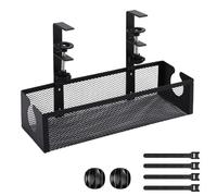 Desk Cable Management, Metal Cable Management with Clip-on Installation under Desk No Need to Drill, Wire Management Tray for Desks Office Home