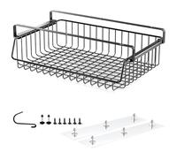 Desk Cable Management Tray,Cable Tidy Basket ,Cable Management Under Desk No Drill for Tidying Up Cable Power Strip Plugs, Surface Mounted Trays for Offices, and Kitchens