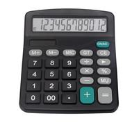 Desk Calculator, Basic Office Calculator with 12 Digits Large Display, Dual Solar Power and Battery, 4 Function Simple Calculation, Big Button for Office Home School(Black)