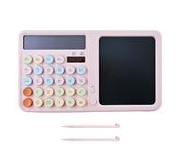 Desk Calculator with Writing Pad,6 Inch Desktop Calculator with Notepad,12 Digit Large Button,Solar and Battery Powered,for School Office Business Home,Pink