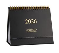 Desk Calendar 2025-2026, Runs Jul. 2025 - Dec. 2026, Academic Desktop Calendar with Planner Stickers, Standing Flip Desk Calendar with Monthly Summary (Black)
