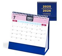 Desk Calendar 2026, 2026 Desktop Calendar uk from July. 2025 to Dec. 2026, 18 Month Twin-Wire Binding Standing Flip Desk Calendar, 19 x 17 x 8.5 cm Academic Calendar for Home Office Study (Blue)