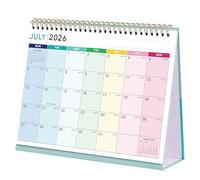 Desk Calendar 2026-2027 - Calendar 2026-2027, Runs from July. 2026 to Dec. 2027, 18 Month Desktop Calendar, Starts on Monday, 25.3 x 20.5 x 7.8 cm, Rainbow plaid