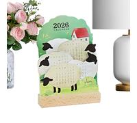 Desk Calendar 2026, 3D Sheep & Pony Design Year of the Horse, Thick Paper Monthly Overview, Study Planner for Students, Ideal Back to School and Holiday Planning, 16.5 x 11.8 cm