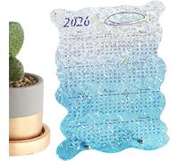 Desk Calendar 2026 | Acrylic Clear Art Planner, 12 Monthly Small Calendar, Organization For Daily Life, Home School Room Study Planning Scheduling Decoration (Blue)