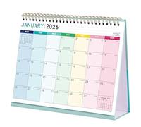 Desk Calendar 2026 - Calendar 2026, Runs from Jan. 2026 to Dec. 2026, 12 Month Desktop Calendar, Starts on Monday, 25.3 x 20.5 x 7.8 cm, Rainbow plaid
