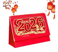 Desk Calendar 2026 Chinese - Good Luck Monthly Planner, Lunar New Year, Daily Home Office Study Living | Home Office Study Living Room Bedroom Table Shelf Spring Festival Family stylish