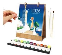 Desk Calendar 2026, Painting By Numbers Calendar, Decorative Wall Calendars, Digital Painting Calendars, DI Y Wall Planner 2026 To Stand, Planner With Brushes And Paint For Home Decoration