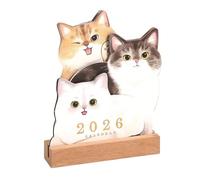 Desk Calendar 2026, Small Monthly Calendar 2026 with Puppies and Kittens Design, Weekly View with Wooden Frame for Home Offices School Teaching Organisation
