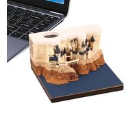 Desk Calendar - 3D Time Piece Calendar 2026 | Paper Carving Art Memo Pad Planner with LED Light for Daily Workplace Students School Home Christmas Travel Coworkers Bedroom Housewarming Family