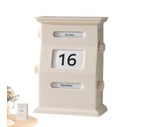 Desk Calendar Blocks, Vintage Wooden Desktop Calendar, Rotation Date, Display Block Set, Durable Office Desk Decoration for Daily Planning, Decorative Desk Accessories, Date