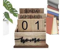 Desk Calendar Blocks | Wooden Retro Perpetual Calendar | Rustic for Bedrooms, Decorative Date Blocks for Living Rooms
