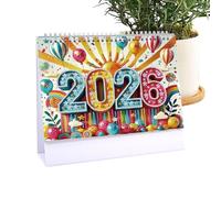 Desk Calendar - Desk Calendar with Stand and Gems Illustrations, 12 Month Planner from January 2026 to December for Meetings Team Coordination Goal Tracking Home School