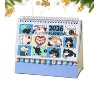 Desk Calendar for Cats 2026, Spiral Art Planner - 12 Month Calendar, for Desk Planning Programming Decoration Organization Home School Room
