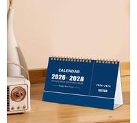 Desk Calendar from Jan 2026 to Dec 2028, Standing Flip Desk Calendar 2026 with Memo Pad Golden Wire-Binding, 2026 Calendar UK with Writing Notepad Monthly Planner To-Do List for School Office Home (A)