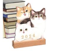Desk Calendar - Monthly Table Planner with Pets Theme | Academic Diary with Wooden Base, Puppy Design and for Organization, Daily Work, School, Teacher, F