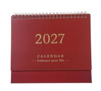 Desk Calendar Paper Flip Calendar with Stand for Time Management Planning | Twin-wire Binding, Compact Footprint, Minimalist Pure Colour Design, for Student Study Desks, Business Offices