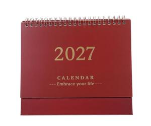Desk Calendar Paper Flip Calendar with Stand for Time Management Planning | Twin-wire Binding, Compact Footprint, Minimalist Pure Colour Design, for Student Study Desks, Business Offices
