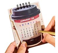 Desk Calendar - Planner with Coffee Design and Motif - 2026 Annual Calendar for the Desk - Suitable for Home, Classroom, Father, Men, Women, Children and Study