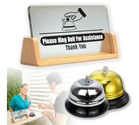 Desk Call Bell /2pcs Service Bells （gold and Silver）/with Please Ring Bell for Assistance Sign/Suitable for Front Desk Reception in Shops, Offices, Warehouses, and Small Hospitals.