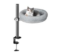 Desk Cat Nest Bed, 360° Rotating, Raised Cat House Over the Desk, Portable Table Furniture for Kittens with Sturdy Frame for Dorm, Home, Apartment