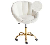 Beliani Desk Chair ANNABELLE Boucle White, White
