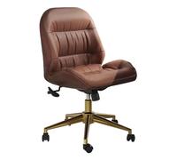 Desk Chair Armless Executive Chair 360° Wheels,Adjustable Height Office Chair Leather Computer Chair Task Chair,White (Coffee)