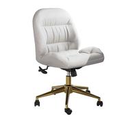 Desk Chair Armless Executive Chair 360° Wheels,Adjustable Height Office Chair Leather Computer Chair Task Chair,White (White)