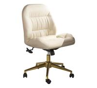 Desk Chair Armless Executive Chair 360° Wheels,Adjustable Height Office Chair Leather Computer Chair Task Chair,White (Apricot)