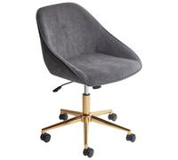 Beliani Desk Chair Swivel BARDSDALE Velvet Dark Grey, Grey