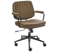 Beliani Desk Chair BERNE Faux Leather Brown, Brown