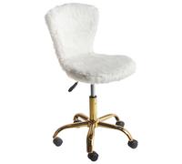 Beliani Desk Chair Swivel Margate Faux Fur White, White
