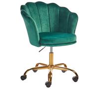 Beliani Elegant Swivel Office Chair Adjustable Height Velvet Green Monticello II