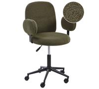 Beliani Desk Chair Swivel MORAGA Boucle Dark Green, Green